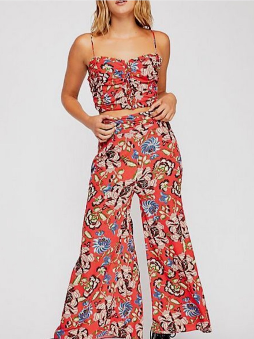 Free people crop top and pants set